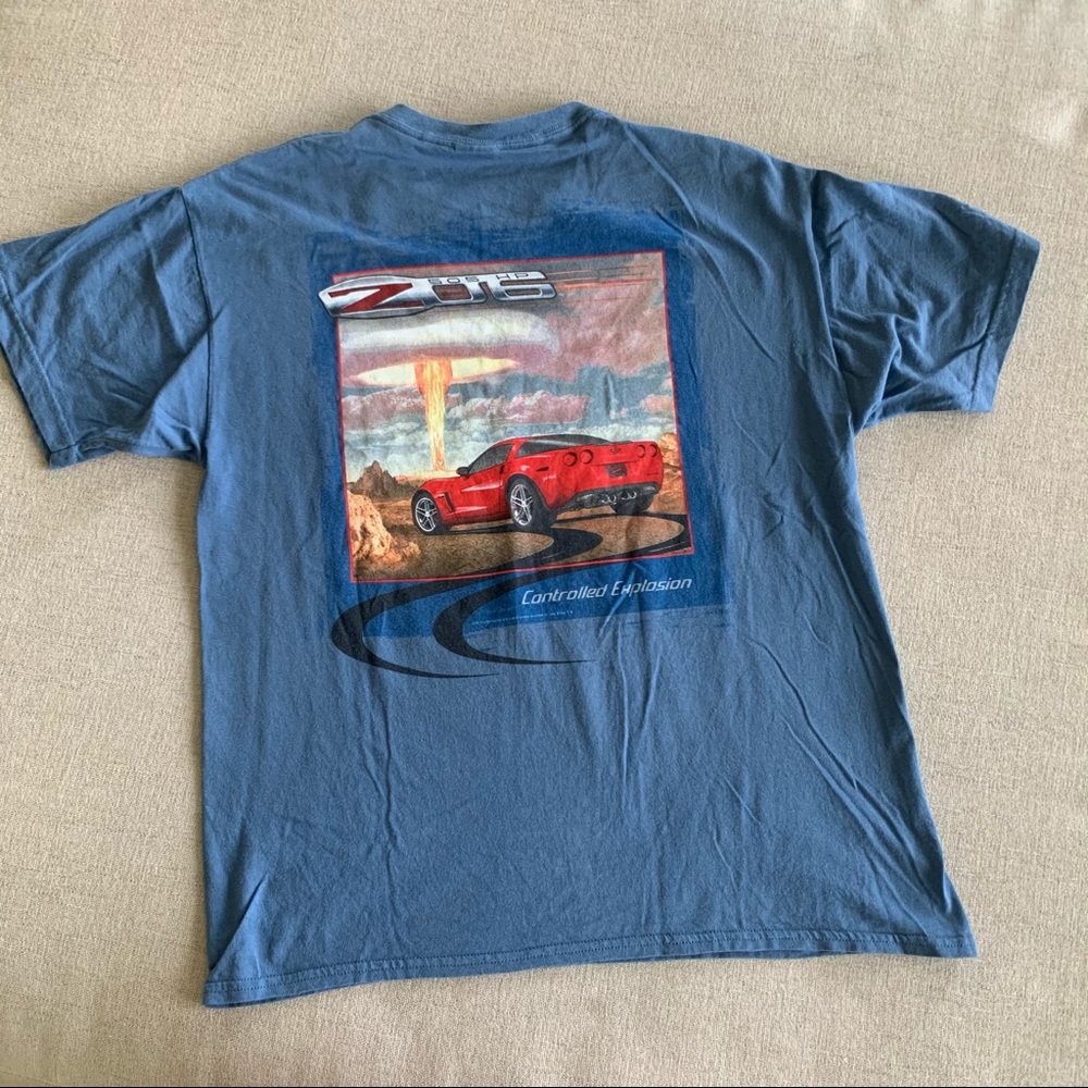 Corvette blue tshirt crewneck short sleeve shirt - Picture 2 of 6